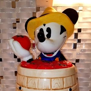 Disney Mickey Mouse Barrel of Tomatoes Cookie Jar